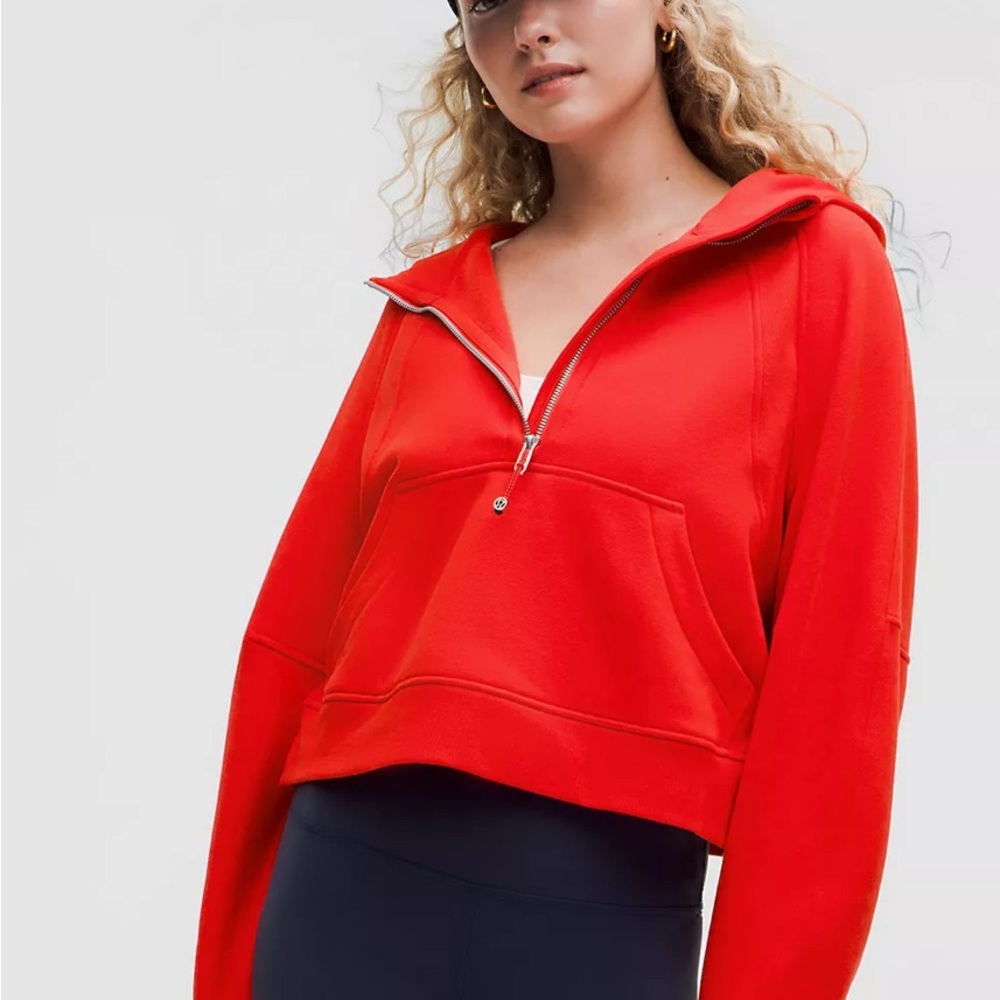 Lululemon Athletica Red Oversized Cropped Sweatshirt